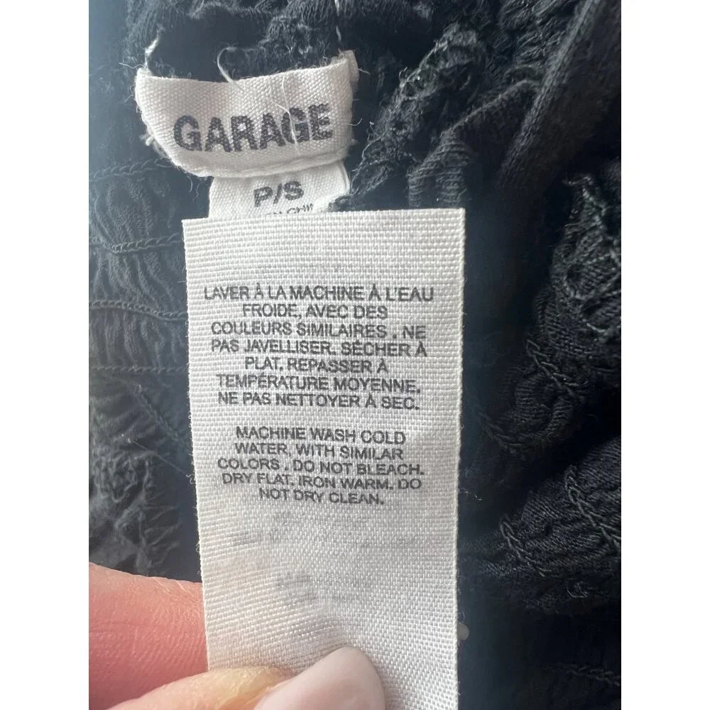 Garage Black Smocked Tie Straps & Ruffled Hem Crop Top - Picture 13 of 14